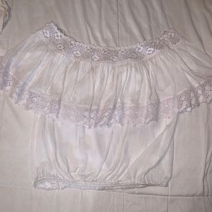 White off the shoulder lace shirt